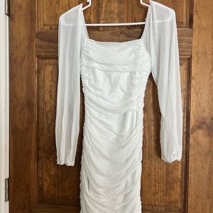 White long sleeve mini dress